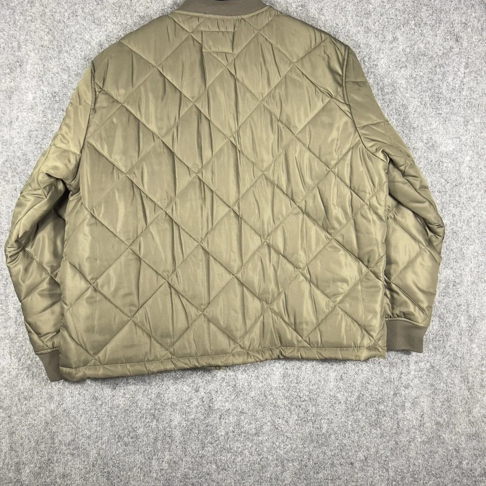 Banana Republic Men's XXL Quilted Bomber Jacket Olive Diamond Full Zip
